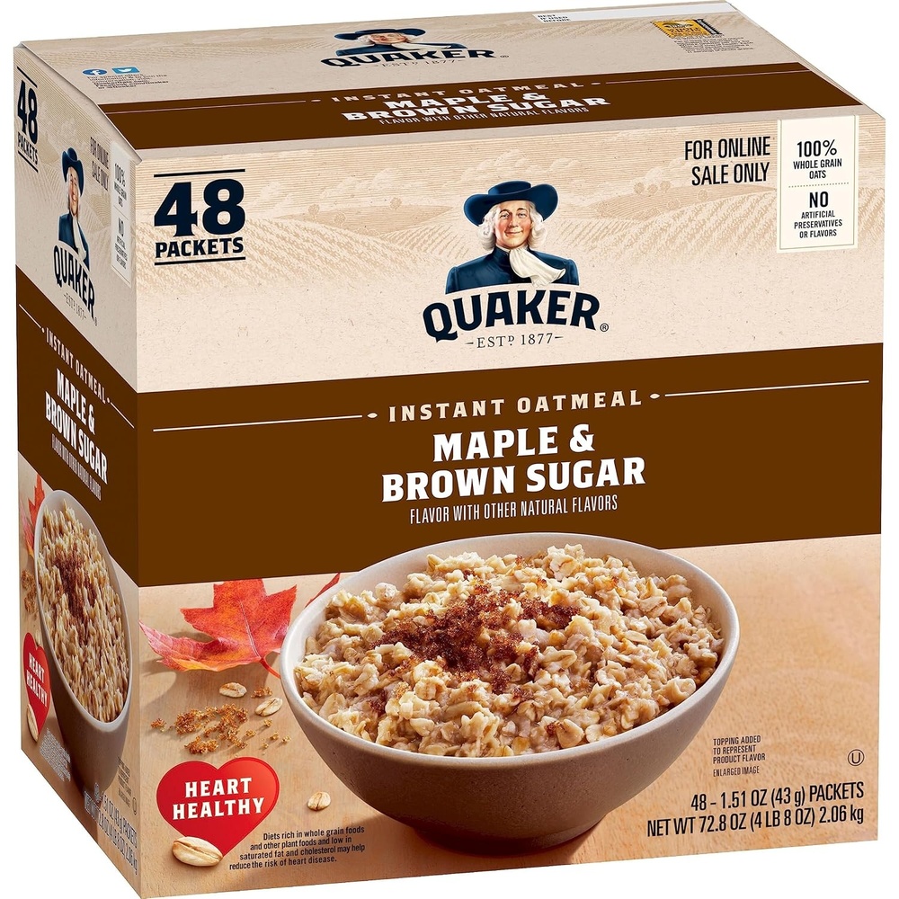 image:imageQuaker Instant Oatmeal 4 Flavor Variety Pack Individual Packets 48 CountMaple Brown Sugar