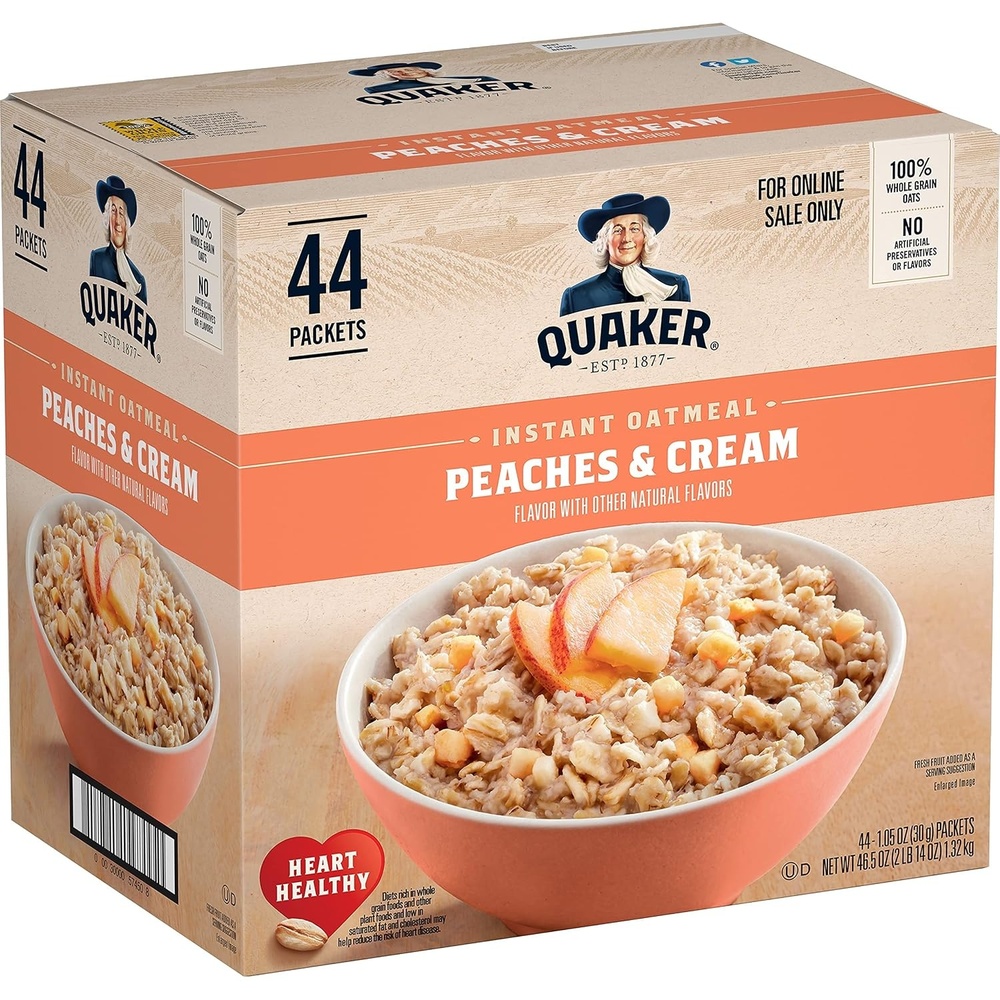 image:imageQuaker Instant Oatmeal 4 Flavor Variety Pack Individual Packets 48 CountPeaches Cream
