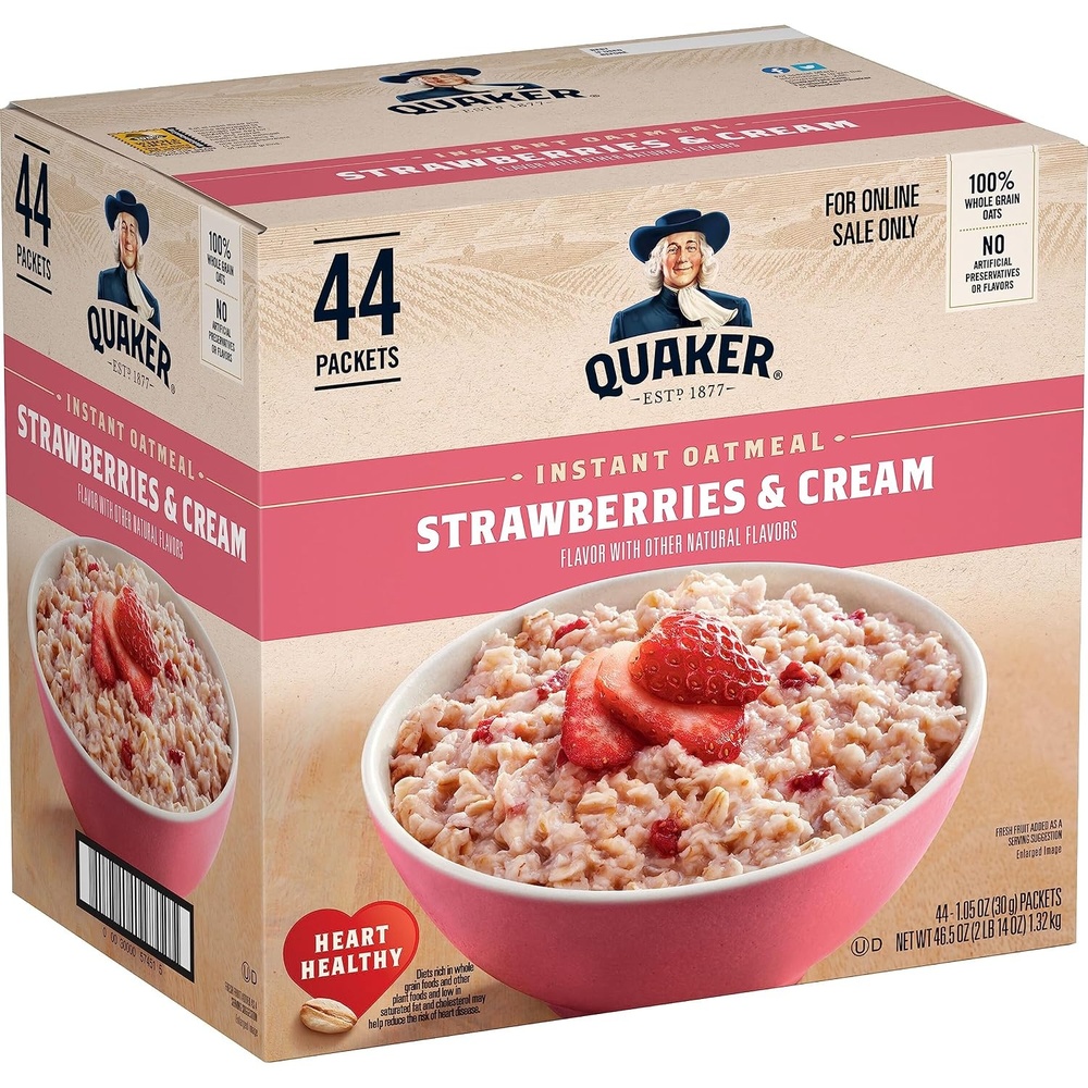 image:imageQuaker Instant Oatmeal 4 Flavor Variety Pack Individual Packets 48 CountStrawberries Cream