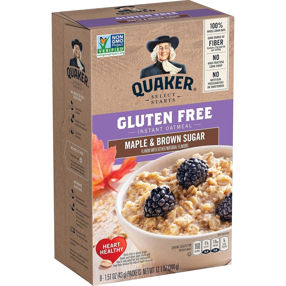 image:imageQuaker Instant Oatmeal Gluten Free Maple amp Brown Sugar Breakfast Cereal 121 Oz Pack of 6Gluten Free Maple Brown Sugar