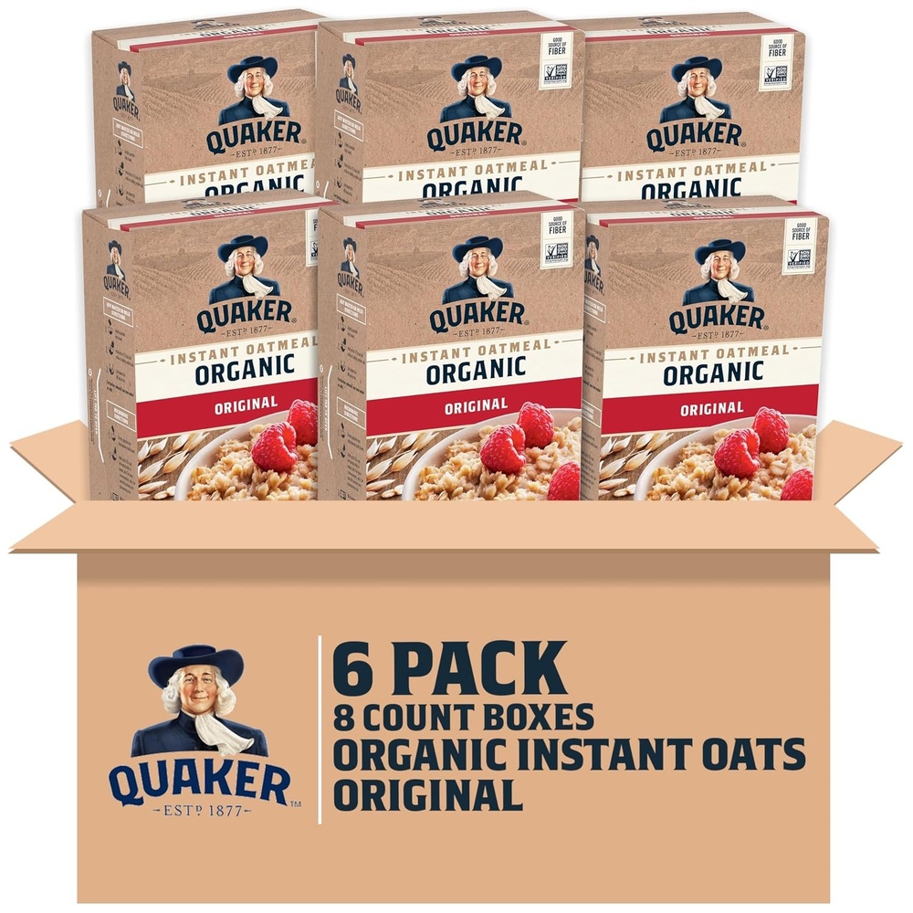 image:imageQuaker Instant Oatmeal USDA Organic NonGMO Project Verified Original Individual Packets 8 Count Pack of 6Unflavored