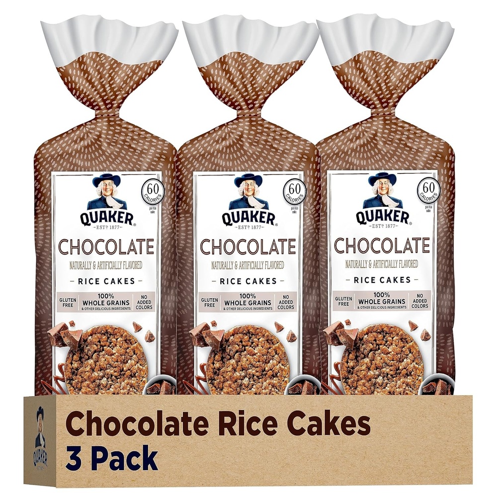 image:imageQuaker Large Rice Cakes Chocolate 723 oz Bags 3 Pack Gluten Free Whole Grain No Added ColorsChocolate