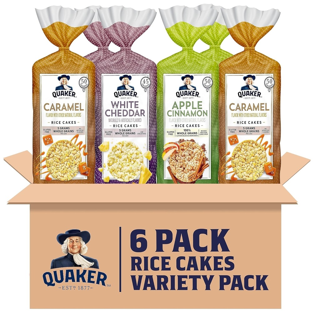 image:imageQuaker Large Rice Cakes Gluten Free 3 Flavor Variety Pack 6 CountFlavored Variety