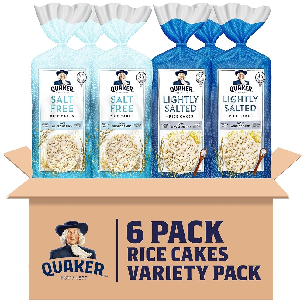 image:imageQuaker Large Rice Cakes Gluten Free 3 Flavor Variety Pack 6 CountPlain Variety