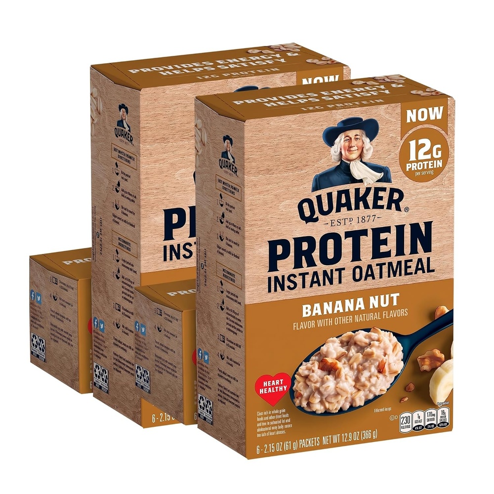 image:imageQuaker Protein Instant Oatmeal Banana Nut 129 Oz 6 Count Pack of 1129 Ounce Pack of 12