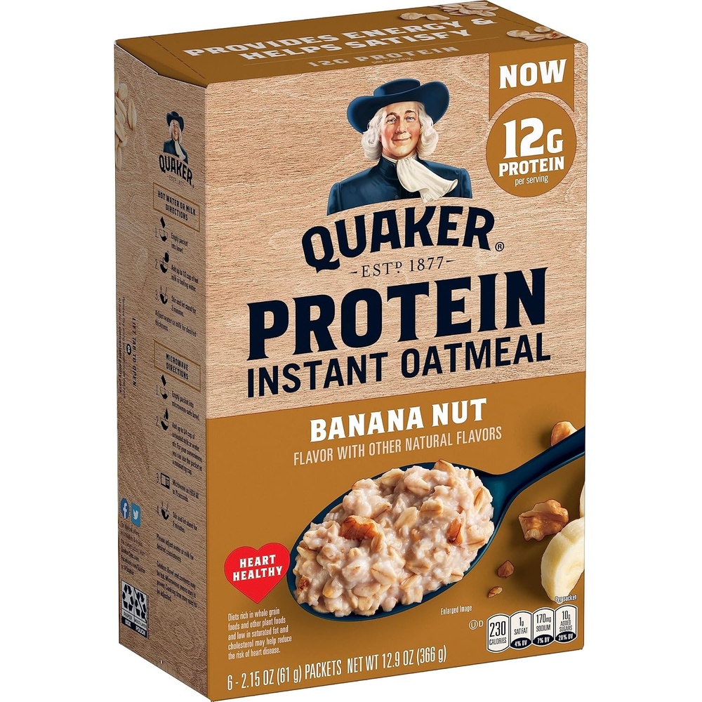 image:imageQuaker Protein Instant Oatmeal Banana Nut 129 Oz 6 Count Pack of 1215 Ounce Pack of 6