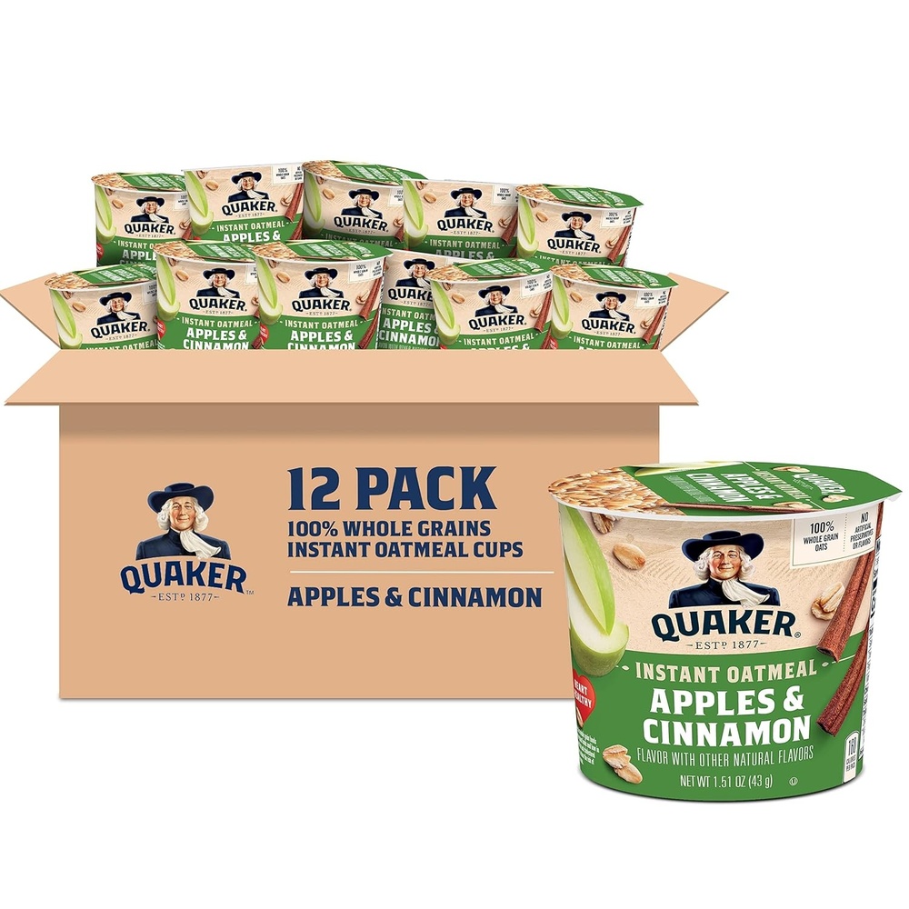 image:imageQuaker Protein Instant Oatmeal Express Cups Cranberry Almond 10g Protein 218 Ounce Pack of 12Apples Cinnamon