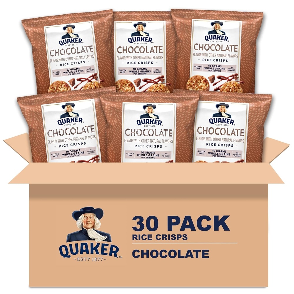 image:imageQuaker Rice Crisps Gluten Free 4 Flavor Sweet and Savory Variety Mix Single Serve 30 countChocolate