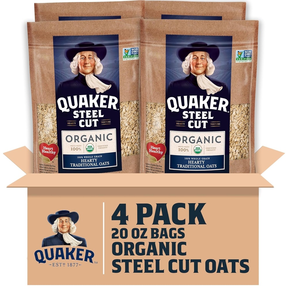 image:imageQuaker Steel Cut Oats USDA Organic Non GMO Project Verified 20oz Resealable Bags Pack of 4Organic Steel Cut Oats