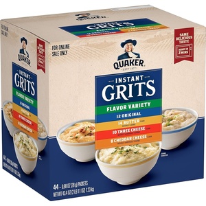 Quaker Instant Grits, 4 Flavor Variety Pack, 0.98oz Packets,44 Count (Pack of 1)(43.4 Ounce (Pack of 1))