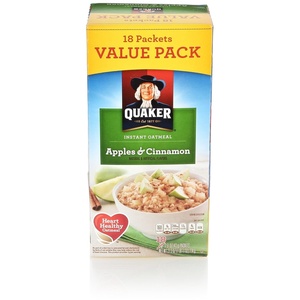 Quaker Instant Oatmeal, Apples and Cinnamon, 18 Count