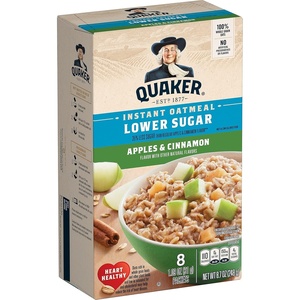 Quaker Instant Oatmeal, Gluten Free, Maple & Brown Sugar, Breakfast Cereal, 12.1 Oz (Pack of 6)(Apples & Cinnamon)