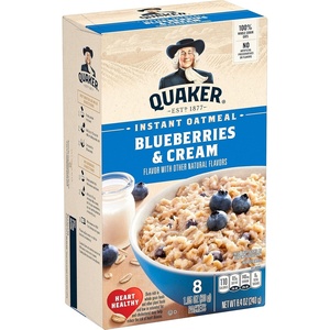 Quaker Instant Oatmeal, Gluten Free, Maple & Brown Sugar, Breakfast Cereal, 12.1 Oz (Pack of 6)(Blueberries & Cream)
