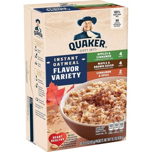 Quaker Instant Oatmeal, Gluten Free, Maple & Brown Sugar, Breakfast Cereal, 12.1 Oz (Pack of 6)(Cinnamon Brown)