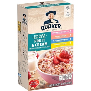 Quaker Instant Oatmeal, Gluten Free, Maple & Brown Sugar, Breakfast Cereal, 12.1 Oz (Pack of 6)(Fruit & Cream)