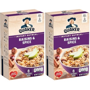 Quaker Instant Oatmeal, Raisins & Spice, 1.51oz Packets (8 Pack)(1.51 Ounce (Pack of 16))