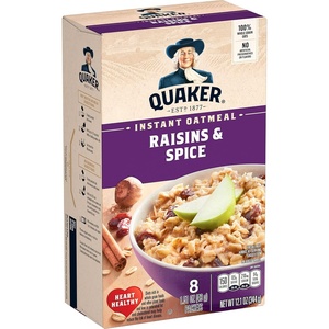 Quaker Instant Oatmeal, Raisins & Spice, 1.51oz Packets (8 Pack)(1.51 Ounce (Pack of 8))
