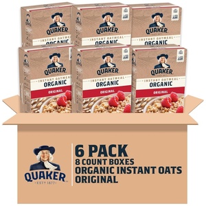 Quaker Instant Oatmeal, USDA Organic, Non-GMO Project Verified, Original, Individual Packets, 8 Count (Pack of 6)(Unflavored)