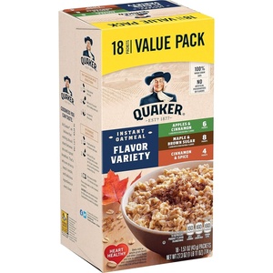 Quaker Instant Oatmeal, Variety Value Pack, 18 Count