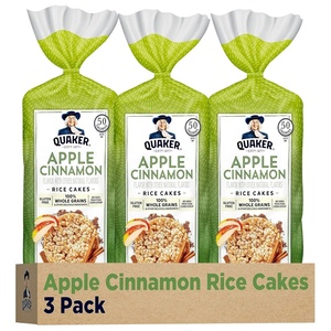 Quaker Large Rice Cakes, Chocolate, 7.23 oz Bags, (3 Pack), Gluten Free, Whole Grain, No Added Colors(Apple Cinnamon)