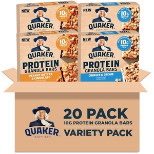 Quaker Protein Granola Bars, 2 Flavor Variety Pack, 10g Protein, 1.41 oz Bars, 20ct