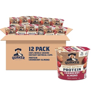 Quaker Protein Instant Oatmeal Express Cups, Cranberry Almond, 10g Protein, 2.18 Ounce (Pack of 12)(Cranberry Almond Protein)