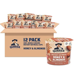 Quaker Protein Instant Oatmeal Express Cups, Cranberry Almond, 10g Protein, 2.18 Ounce (Pack of 12)(Honey & Almonds)