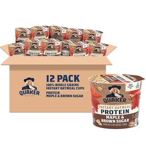 Quaker Protein Instant Oatmeal Express Cups, Cranberry Almond, 10g Protein, 2.18 Ounce (Pack of 12)(Maple Brown Sugar Protein)