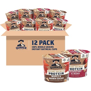 Quaker Protein Instant Oatmeal Express Cups, Cranberry Almond, 10g Protein, 2.18 Ounce (Pack of 12)(Protein 2 Flavor Variety Pack)