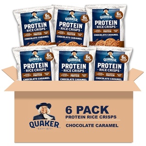 Quaker Protein Mini Rice Cakes, Chocolate Caramel, 6g Protein, Gluten Free, 9g Whole Grains, No Colors from Artificial Sources, No Artificial Flavors, No Preservatives, 2.6 Oz (Pack of 6)