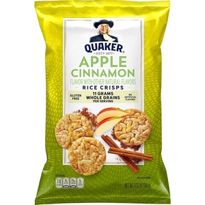 Quaker Rice Crisps, Caramel Corn, 7.04 oz Bag(Apple Cinnamon)