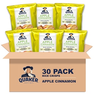 Quaker Rice Crisps, Gluten Free, 4 Flavor Sweet and Savory Variety Mix, Single Serve, 30 count(Apple Cinnamon)