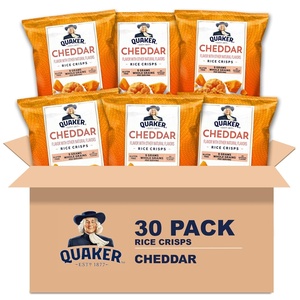 Quaker Rice Crisps, Gluten Free, 4 Flavor Sweet and Savory Variety Mix, Single Serve, 30 count(Cheddar Cheese)