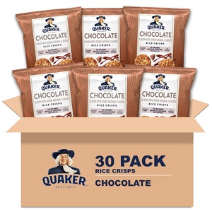 Quaker Rice Crisps, Gluten Free, 4 Flavor Sweet and Savory Variety Mix, Single Serve, 30 count(Chocolate)