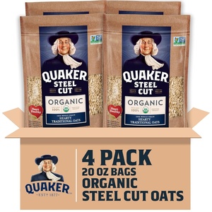 Quaker Steel Cut Oats, USDA Organic, Non GMO Project Verified, 20oz Resealable Bags (Pack of 4)(Organic Steel Cut Oats)